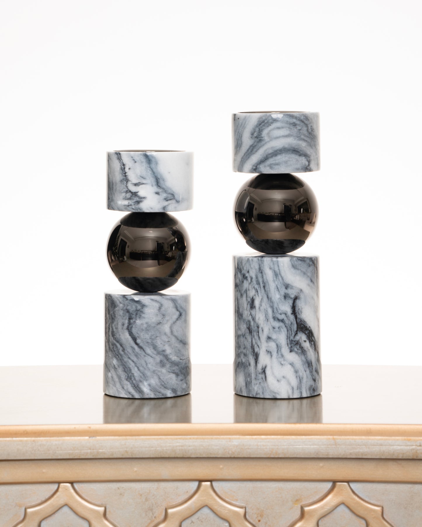 Marble & Metal Candle Holders (Set of 2)