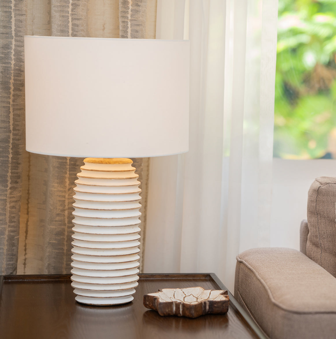 Nazarro Wooden Table Lamp with Shade
