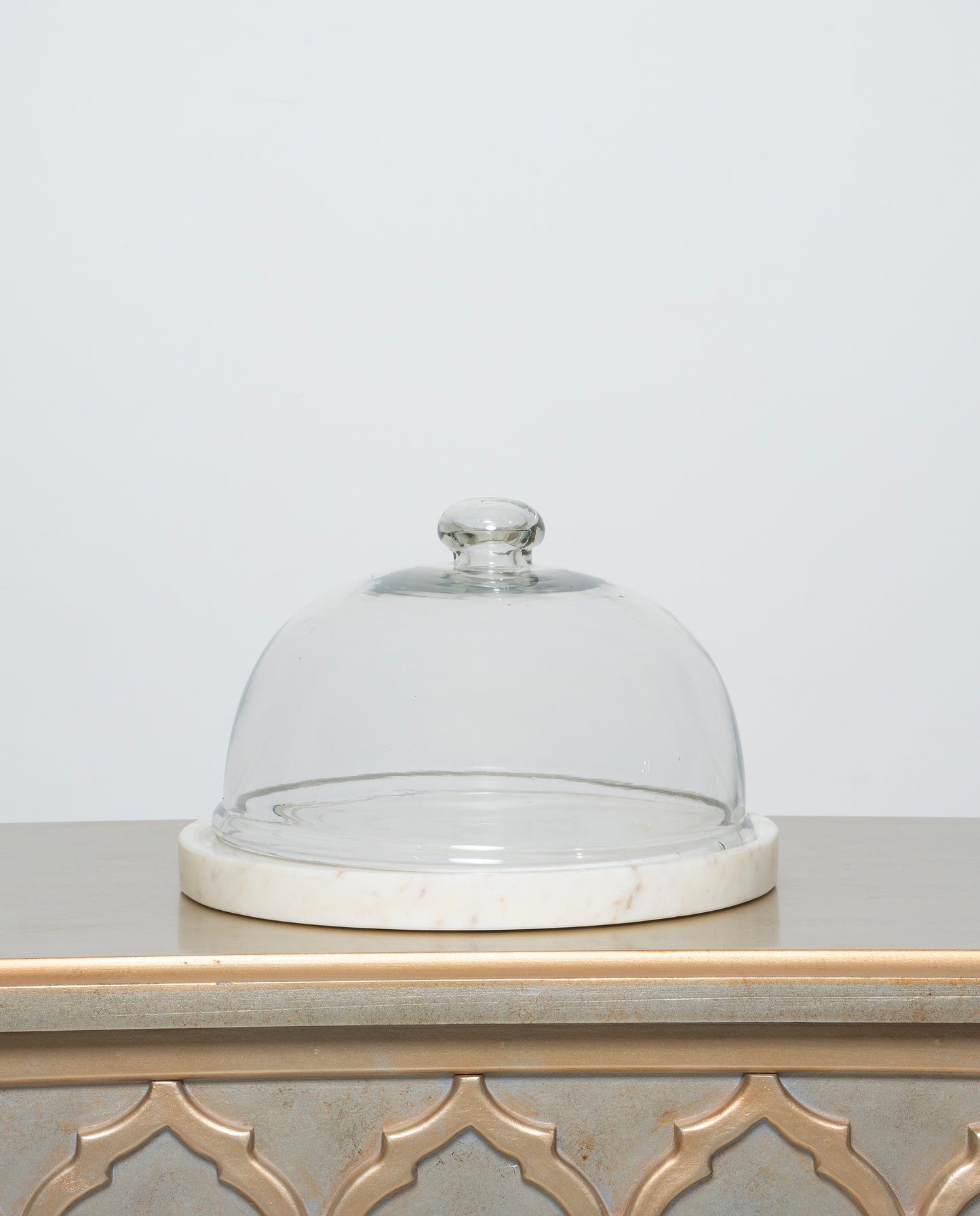 Marble Cake Stand With Clear Glass