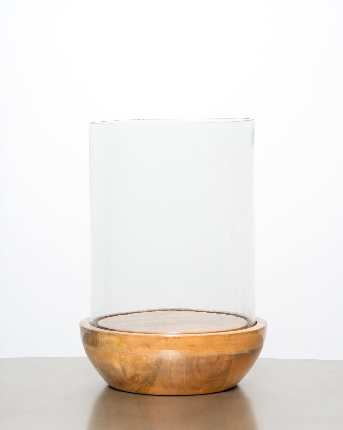 Wood/Glass Candle holder Large