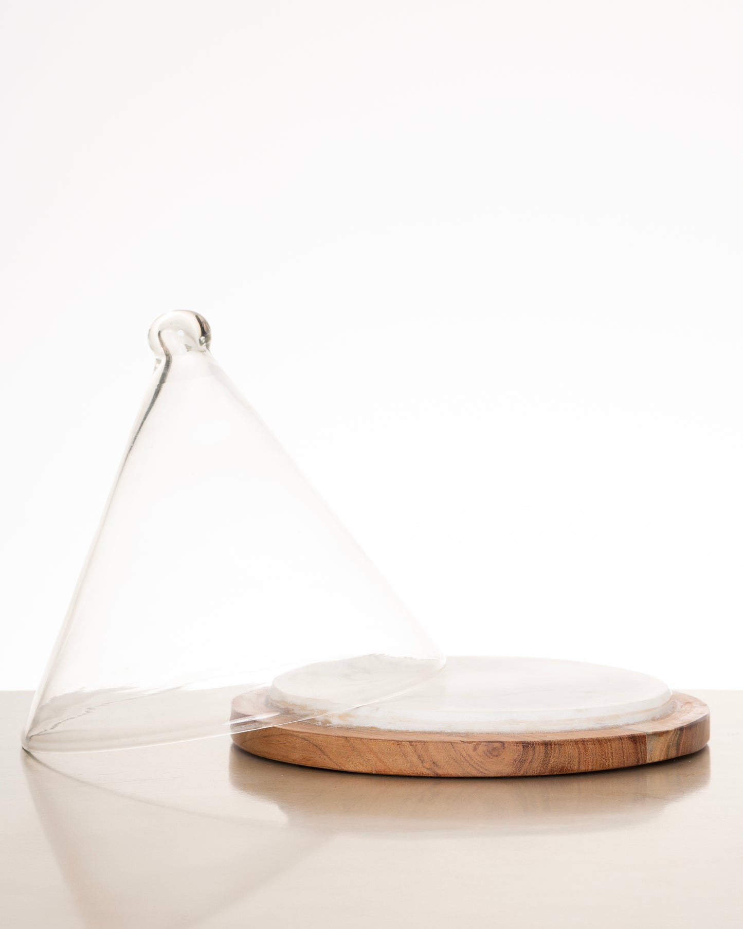 Marble/Wood Serving Plate with Glass Dome