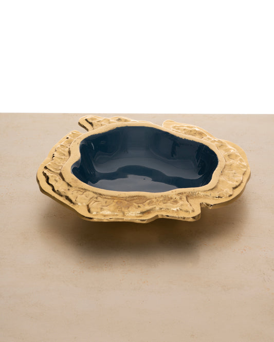 Decorative Plate, Blue and Gold, 25 cm