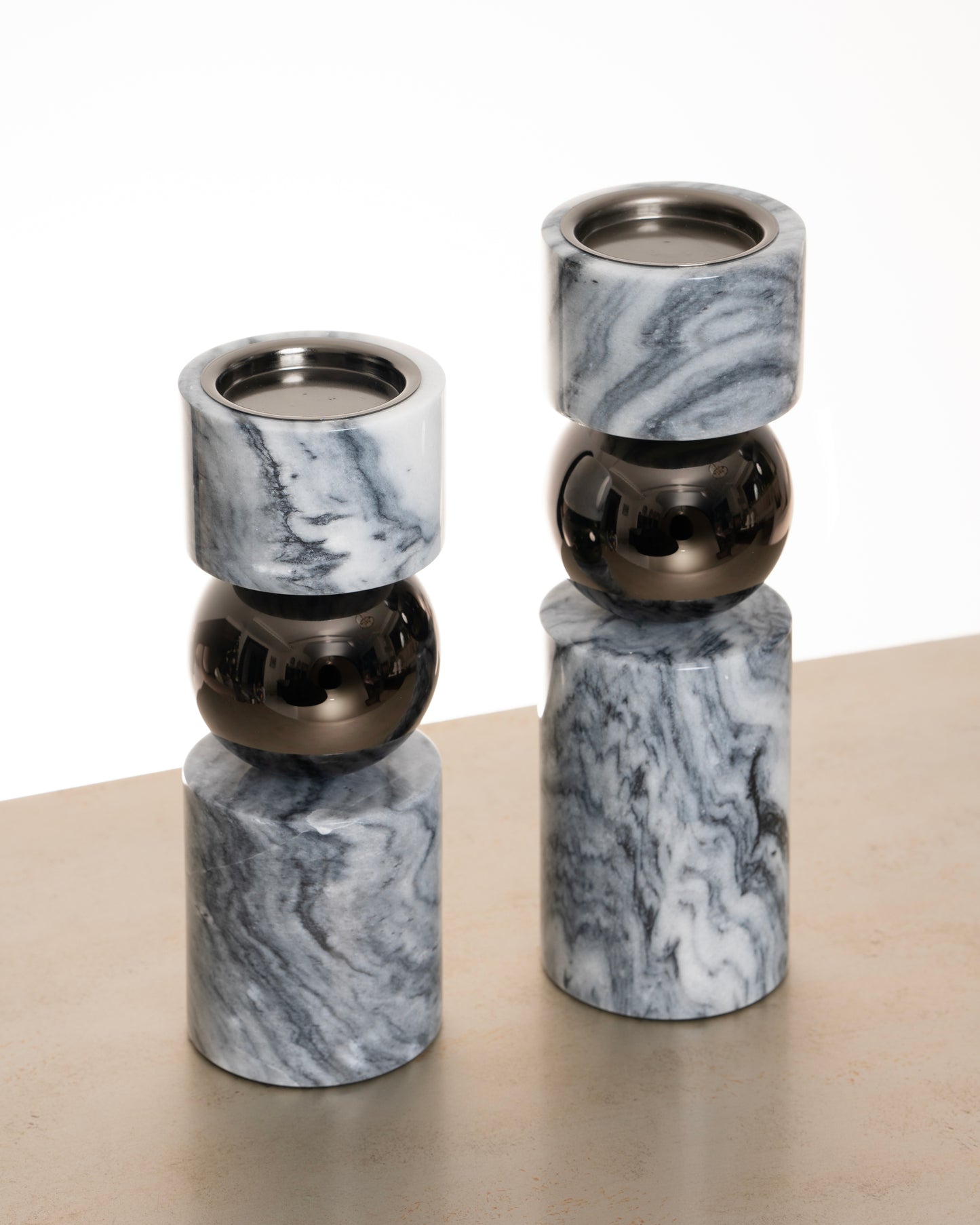 Marble & Metal Candle Holders (Set of 2)