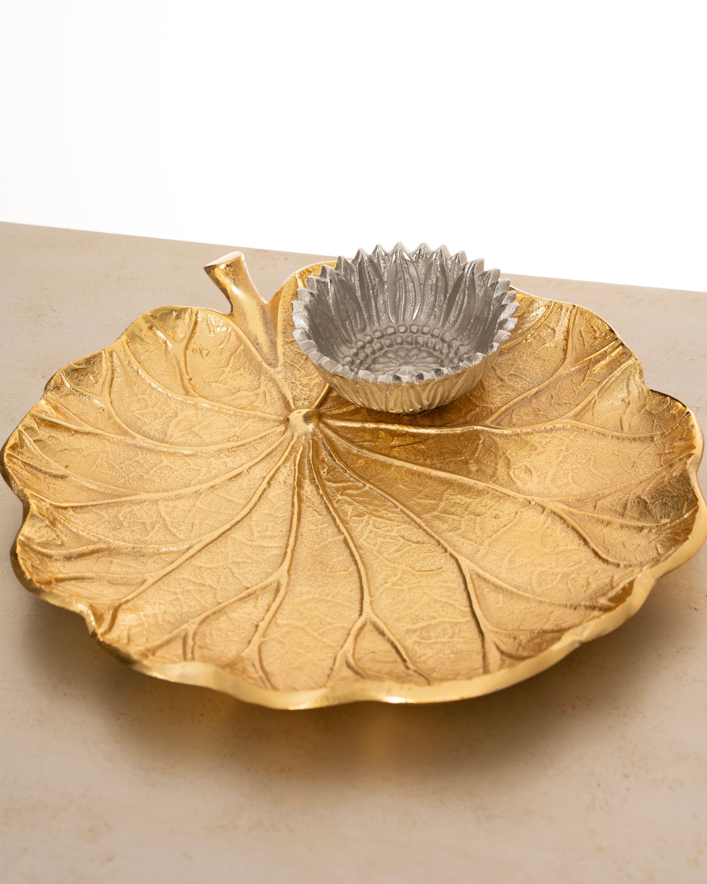 Gold and silver Chips and Dip Serving Platter