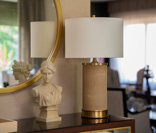 Shagreen Table Lamp, Beige