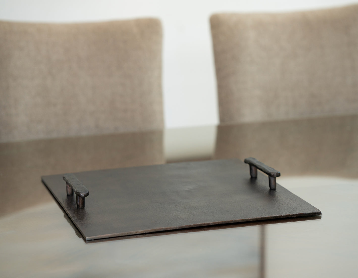 Square AluminiumTray with handle, Large