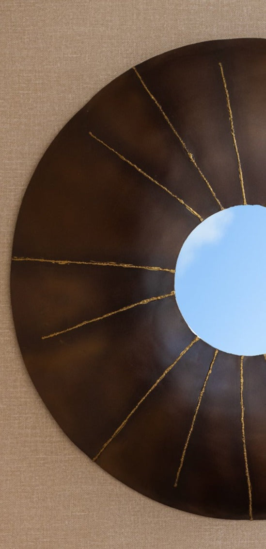 Rustic Style Wall Mounted Round Mirror Ornament