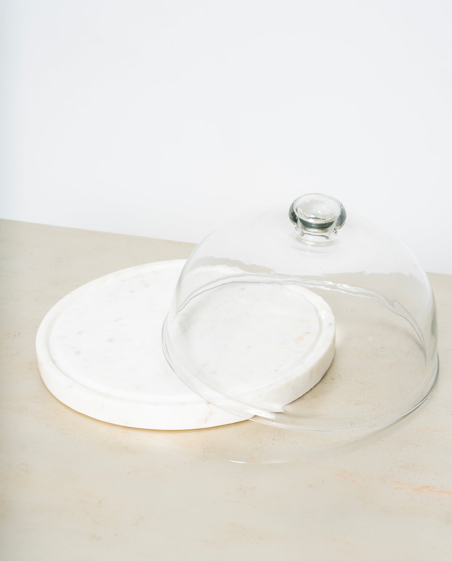 Marble Cake Stand With Clear Glass
