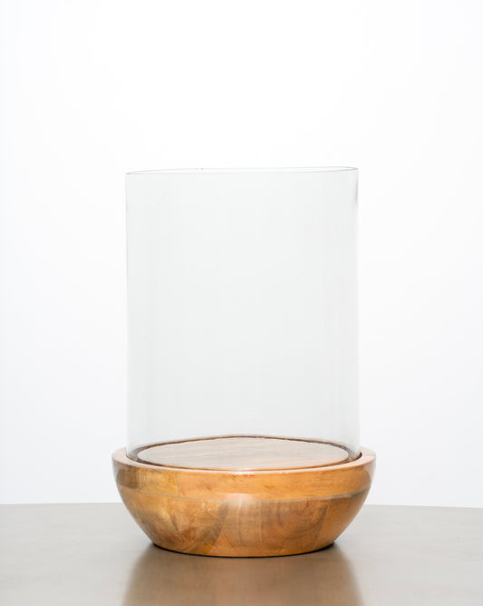 Wood/Glass Candle holder Large
