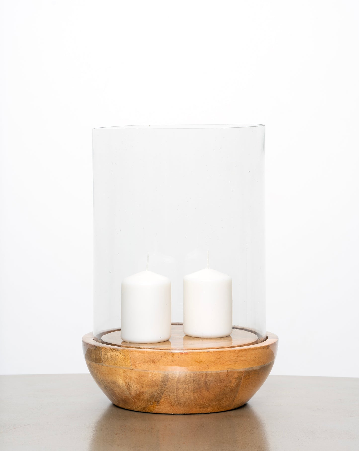Wood/Glass Candle holder Large
