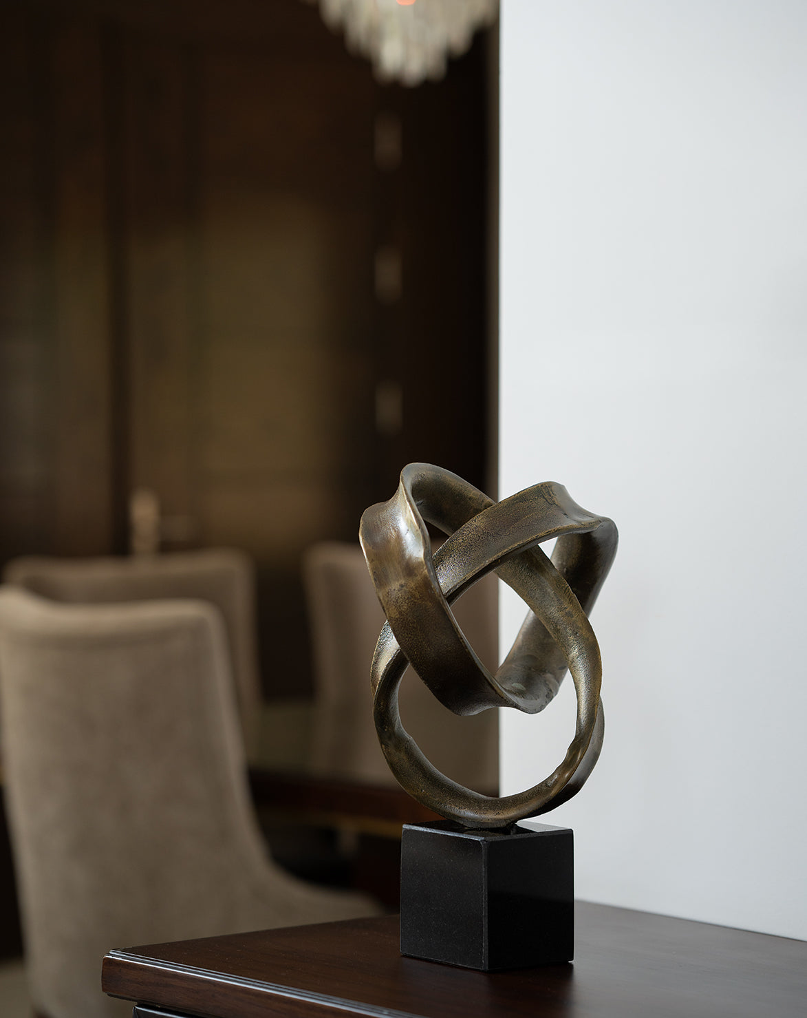 Sculpture on Granite Base, Antique Brass