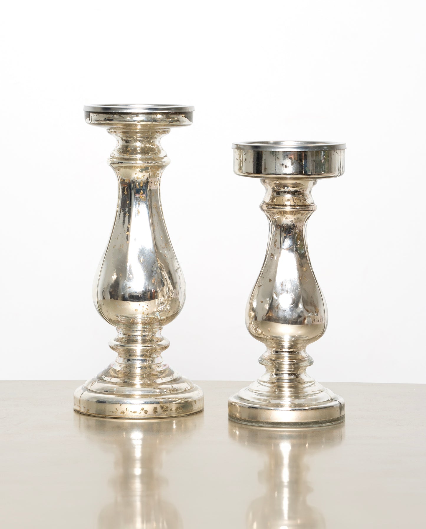Glass Candle holder, Antique silver Finish