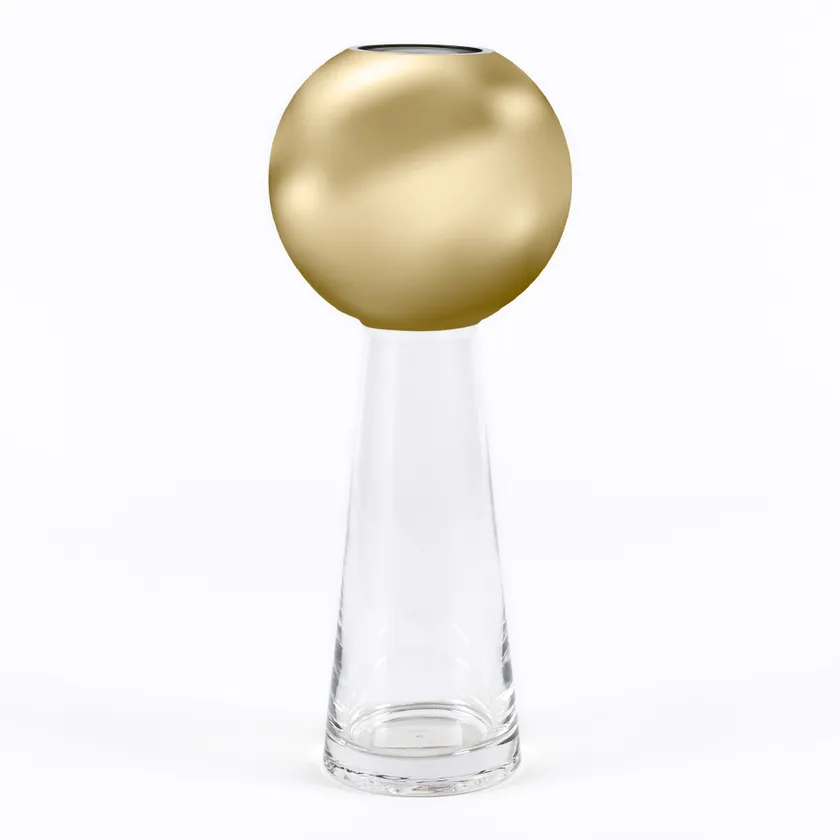 Vase, Clear & Gold, 35CM