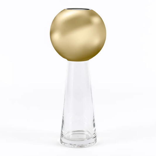 Vase, Clear & Gold, 35CM
