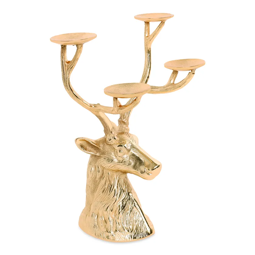 Reindeer Candle Holder , Gold , Large